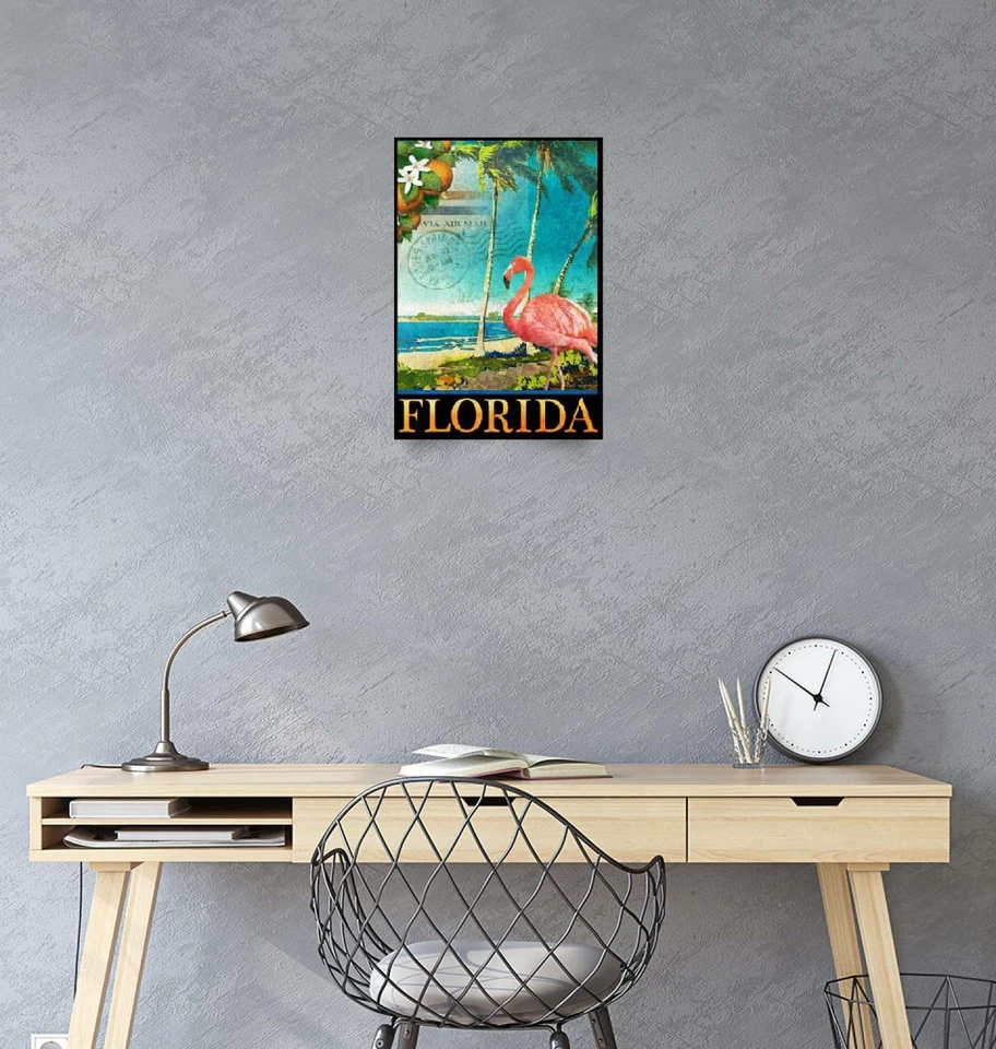 Póster - Anuncio de viaje retro Florida Flamingo Beach, 4 tamaños - Imagekind Foto 2 de 4