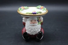 FITZ AND FLOYD Christmas Santa Pillar Candle Holder Candy Dish 5 1/2" Tall 