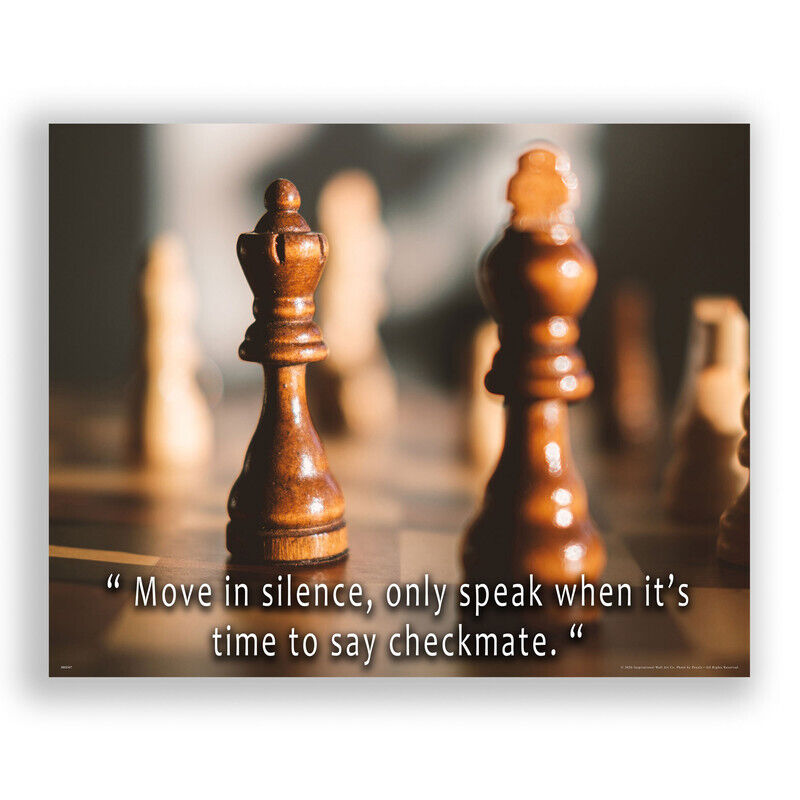 Chess Game Match Motivational Poster Art Print Think Quote Classroom Wall  Decor