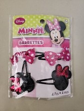 Disney Minnie Mouse Clip Barrettes 4 Pieces 1 Set Bows 1 Set Ears