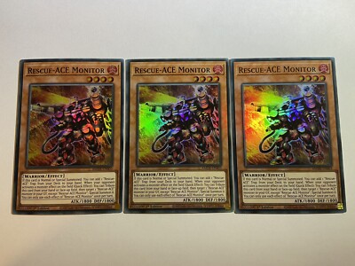 3 x Rescue-ACE Monitor AMDE-DE003 Super Rare 1. Auflage YuGiOh Playset