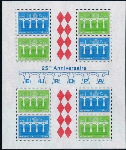 MONACO, SC 1425a, 1984 Europa stamp sheet of 10. MNH. CV $20.