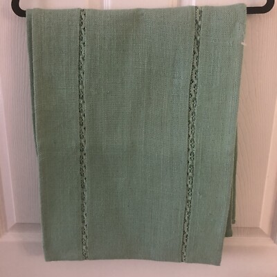 Special Style Grace Mitchell Dyed Jute Sage Mint Gree With Lace Trim Table Runne