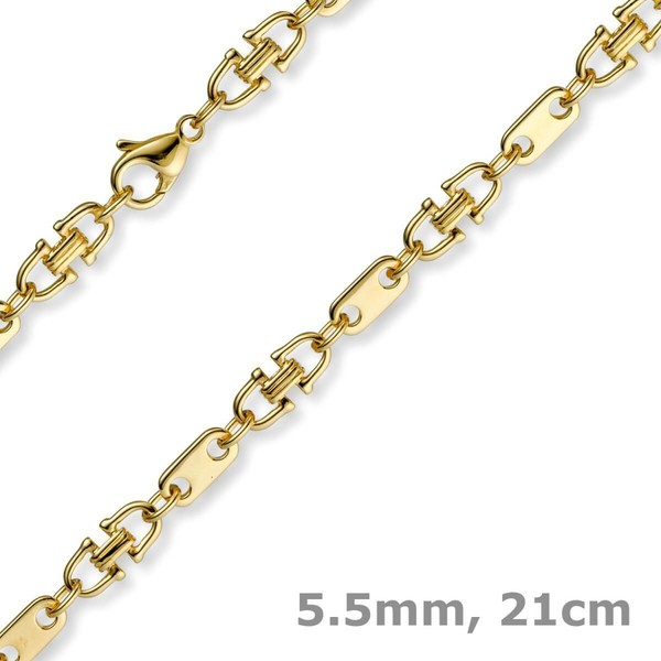 5,5Mm Armband Armkette Platte-SteigbüGelkette, 750 Gold Gelbgold, 21Cm-image