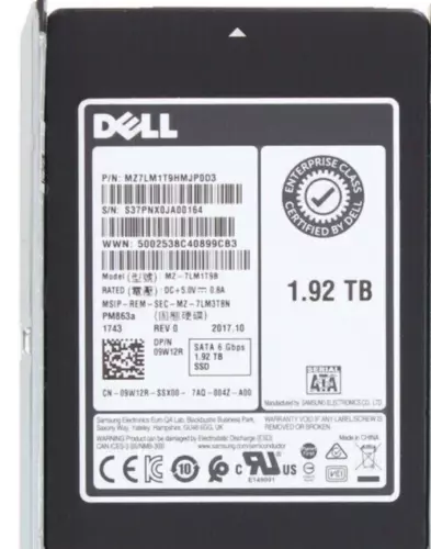 Dell 09W12R 9W12R 1.92TB SATA 6Gb/s 2.5" Enterprise SSD MZ-7LM1T9B MZ-7LM1T9HMJP