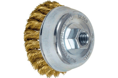 82368 Standard Twist Knot Cup Brush, Brass Wire, 3-1/2'' Diameter, 5/8-11 Externa
