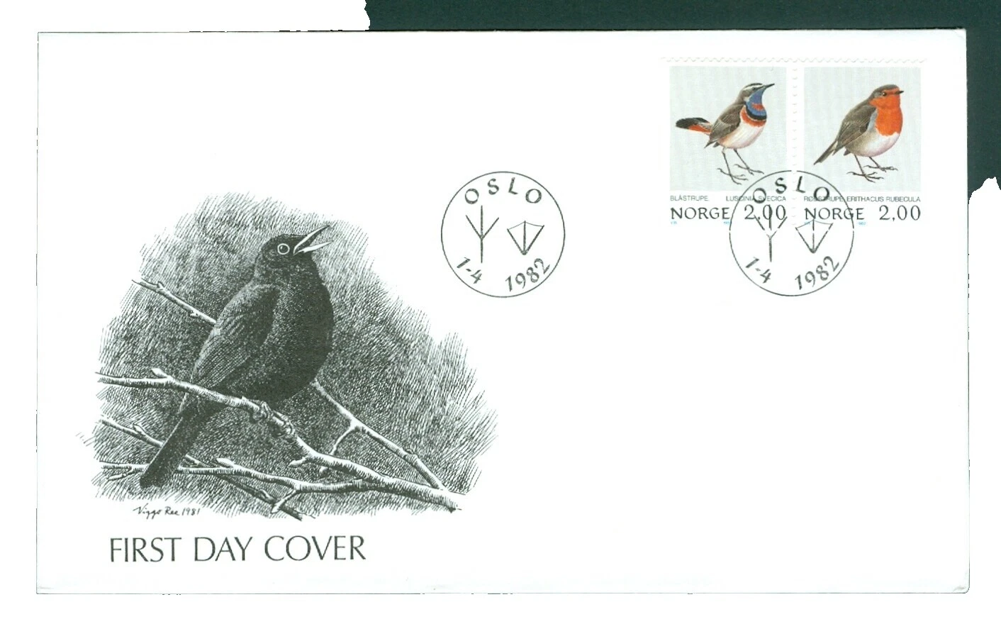 Aves Sellos Noruega Sobre de primer día