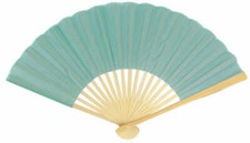 BULK PACK 50 9" Water Blue Silk Hand Fans for Weddings