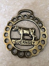 Lucky GUERNSEY COW Vintage Horse Brass Buckle Medallion Collectible