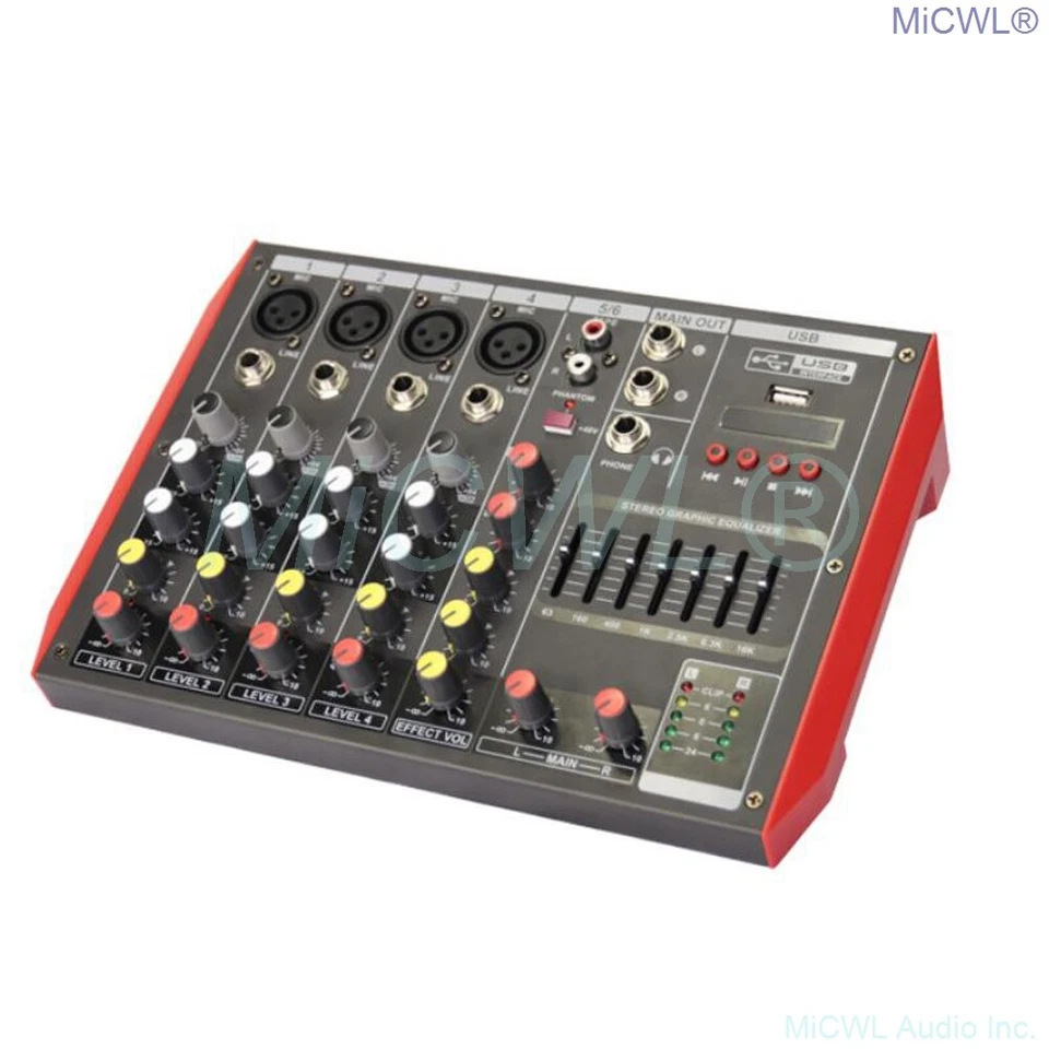 MG6 Bluetooth Portable Audio Mixer DJ Sound Mixing Console MP3 Jack 6 Channel - Image 4 of 4