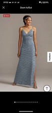 David's Bridal bridesmaid dress skinny strap lace stretch with slit size 6 NWT
