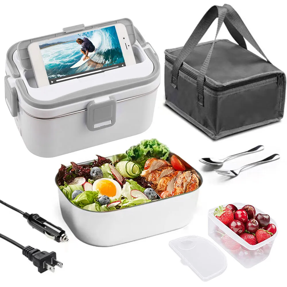 Electric Lunch box, Portable 2 in1 Stainless Steel Removable Food Warmer