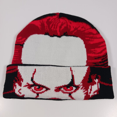 Steven King IT Pennywise Clown Knit Beanie Hat Flip Down Mask Concept One