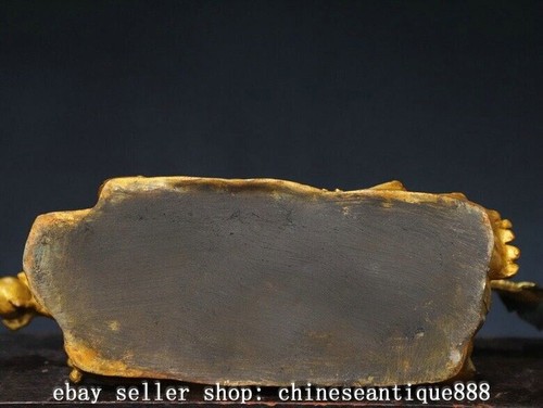 15.3"Ancient Chinese Bronze Gilt Fengshui 12 Zodiac Year Dragon Statue Sculpture - Picture 9 of 9