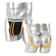ZONBAILON Men's Sexy Colorblock Panty Raised Enhanced Low Waist Elastic Thong