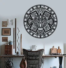Vinyl Wall Decal Aztec Mayan Ancient Calendar Amulet Stickers (1448ig)