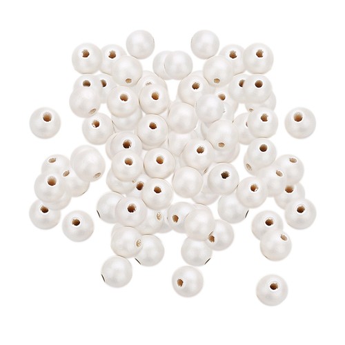 100pcs Pearl White Painted Round Wooden Beads DIY Macrame Jewelry Art Crafts - Picture 7 of 9