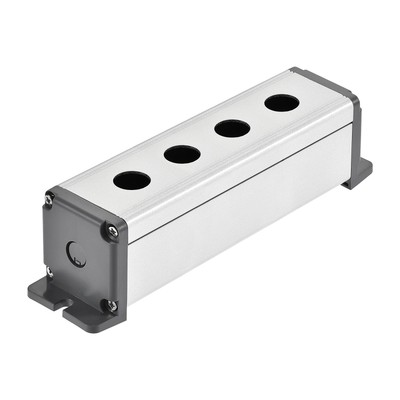 4 Holes 16mm Aluminum Switch Button Station Box w a PG7 Gland and Mounting Base