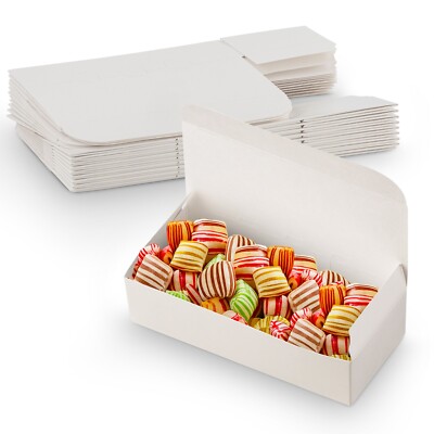 MT Products White Small Candy Boxes 5'' x 2.25'' x 1.25'' Treat Boxes - Pack of 20