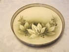 Antique Ceramic & Metal Gallery Tray Platter floral Germany 1900-1940