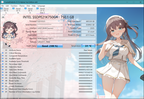 100% Intel Optane P4800X Series 750GB NVME U.2 PCIe 3.0 2.5'' SSD SSDPE21K750GA - Afbeelding 2 van 3