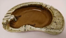 Vintage Avocado Green Ceramic Drip Glaze Ashtray Dish 14”x 8” USA Mid Century