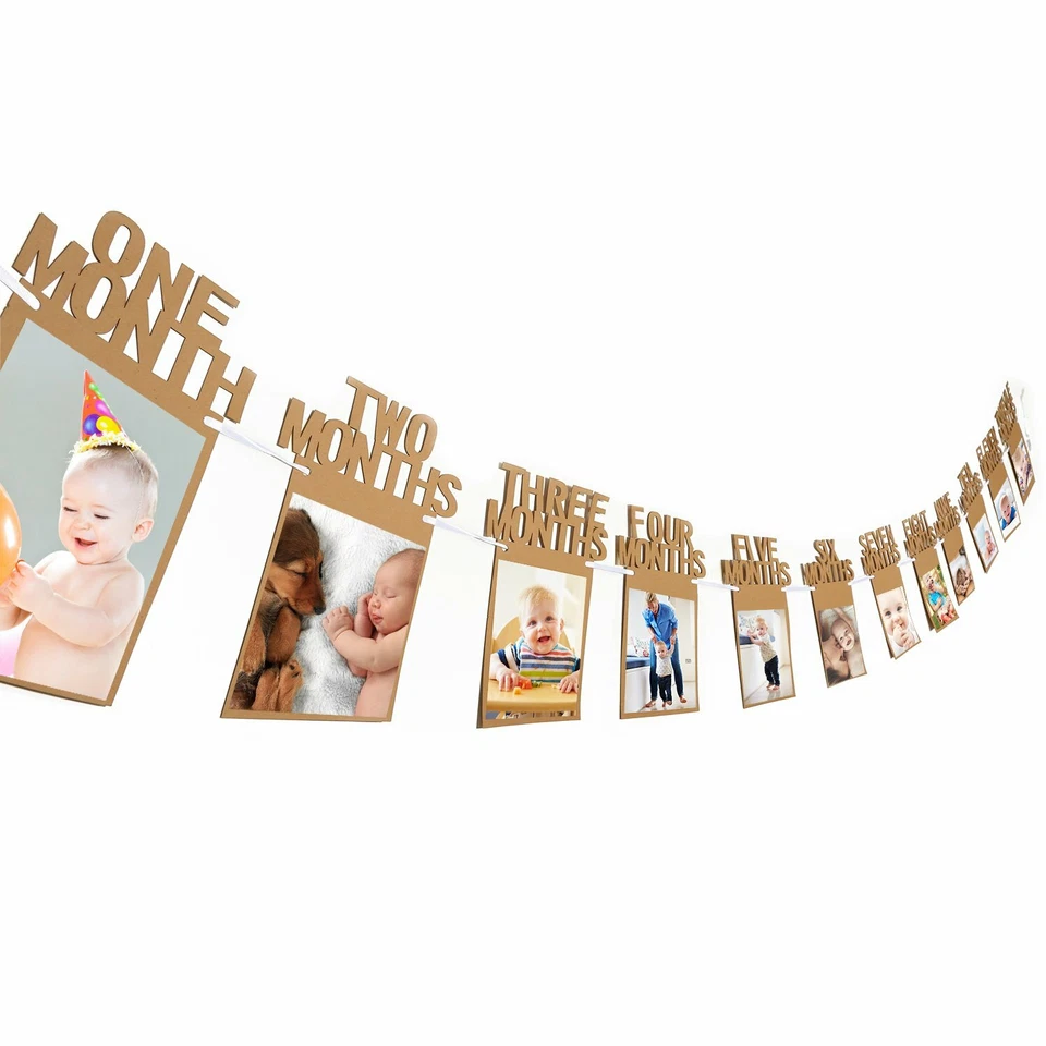 Foto Banner 12 Meses Baby Shower 1er Cumpleaños Fiesta Decoración Niño Niña Foto 3 de 3