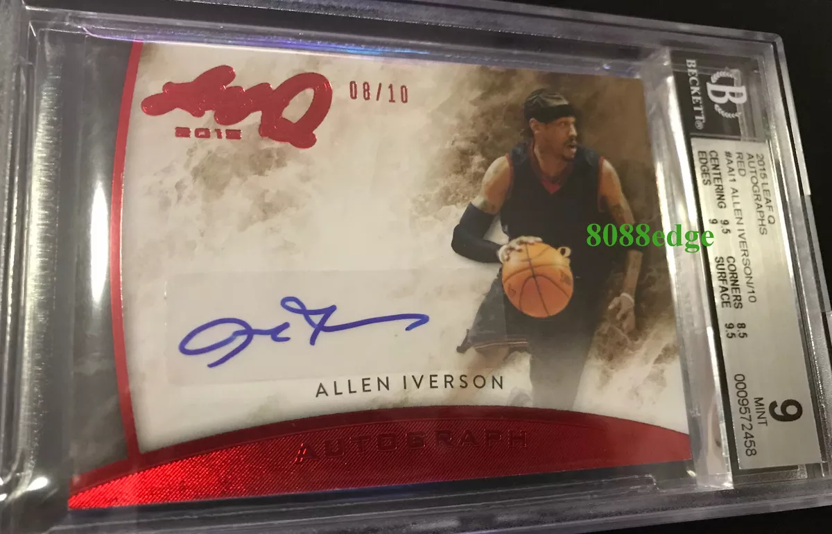 2015 LEAF Q RED AUTO: ALLEN IVERSON #8/10 AUTOGRAPH BGS 9 MVP/HALL OF FAME HOF