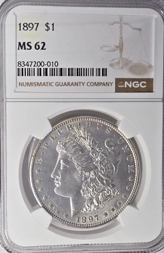 1897-P US Morgan Silver Dollar NGC Mint State 62