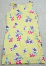 Medium Floral Dress Womans Yellow Sleeveless Womens Rayon Crewneck Sostanza WW29