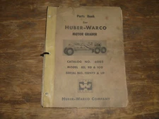 Huber Warco 9D Motor Grader Parts Catalog Manual S/N 118979 And Up