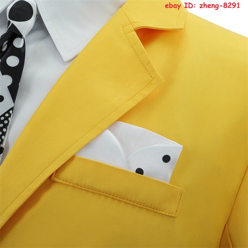 The Mask Jim Carrey Cosplay Costume Halloween Yellow Suit Carnival Uniform W/Hat - Picture 4 of 20