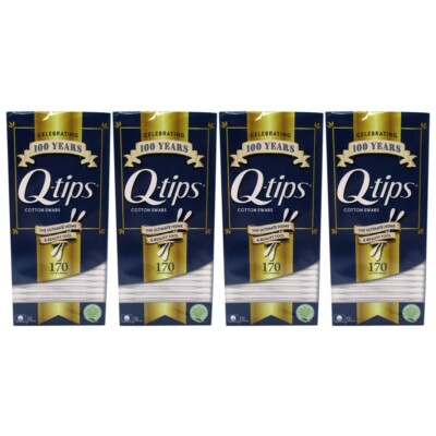 Q-tips Cotton Swabs Original Cotton Made With 100% 170 Count- 4 Pack