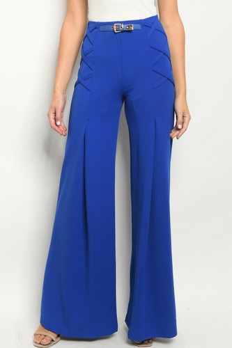 royal blue high waisted wide leg pants