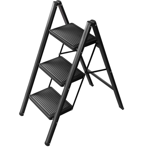Step Ladder Folding 3 Step Stool w/Wide Anti-Slip Pedal 330lbs Lightweight Black - Picture 3 of 21