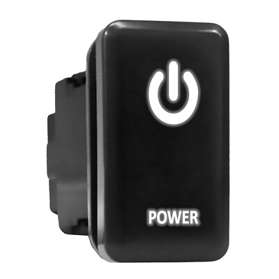 POWER White LED Backlit Switch Tall Push Button 1.54''x 0.83'' (Fit: Toyota)