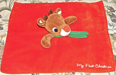 NWT Carter/'s /"Reindeer My First Christmas/" Plush Rattle Security Blanket