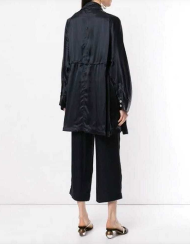 MANSUR GAVRIEL Drawstring Silk Coat BLUE Size 38 Orig. $402 Pre-owned - 第 2/8 張圖片