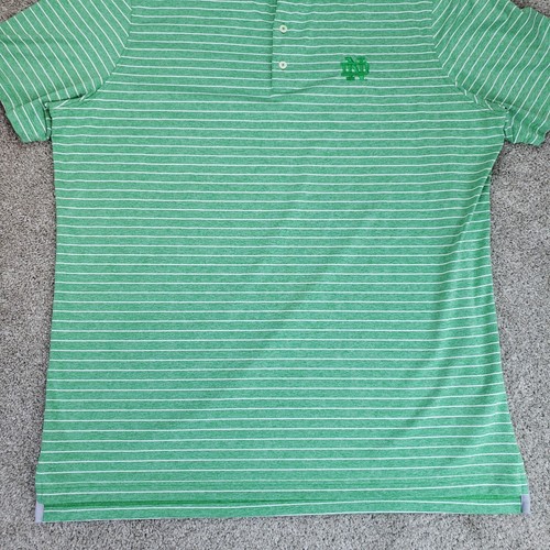Johnnie O Notre Dame Polo Mens XL Green Shite Stripe Performance Golf Shirt - Picture 5 of 11