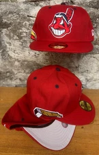 Cleveland Indians Wahoo New Era Fitted Club 59Fifty Feather Hat RED SOLID New