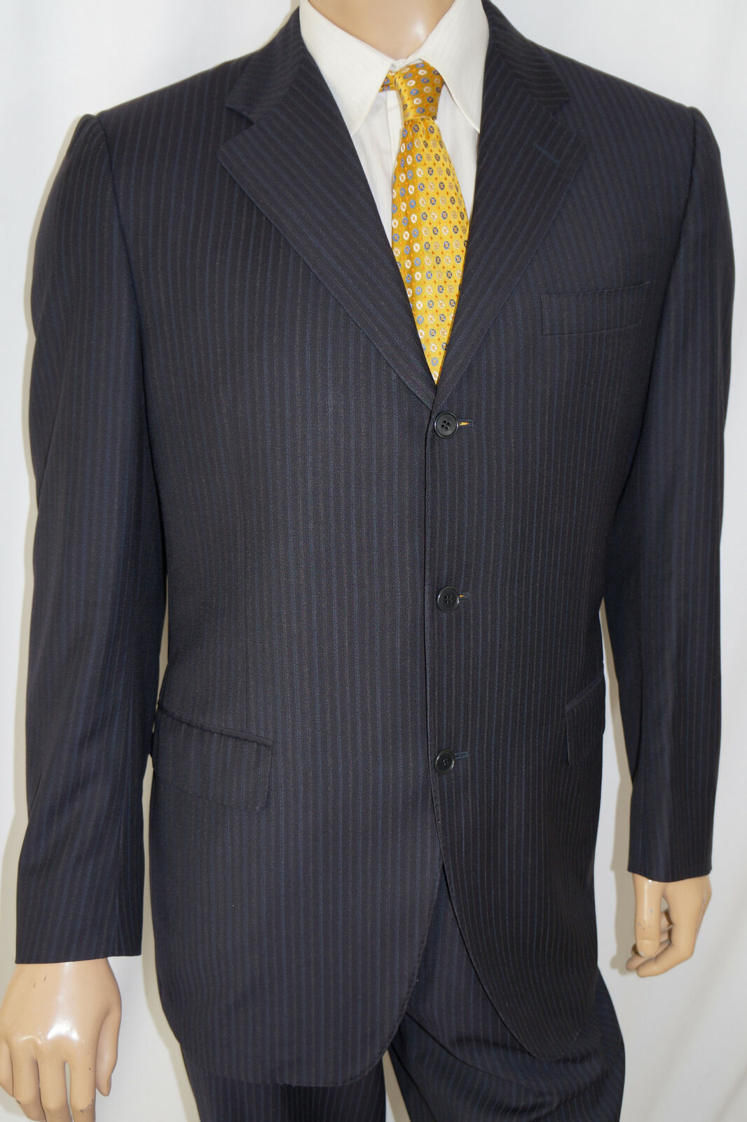 CANALI $2495 2-Piece Suit - Men 42L Black Pinstri… - image 1