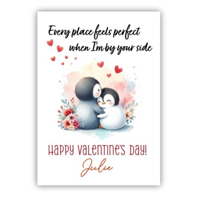 Personalisierte Valentinstagskarte. Valentinskarte für Sie, Sie, Mann, Frau.