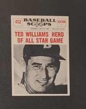 1961 Nu-Card Baseball Scoops #452 Ted Williams Hero of the All Star Game - NMMT