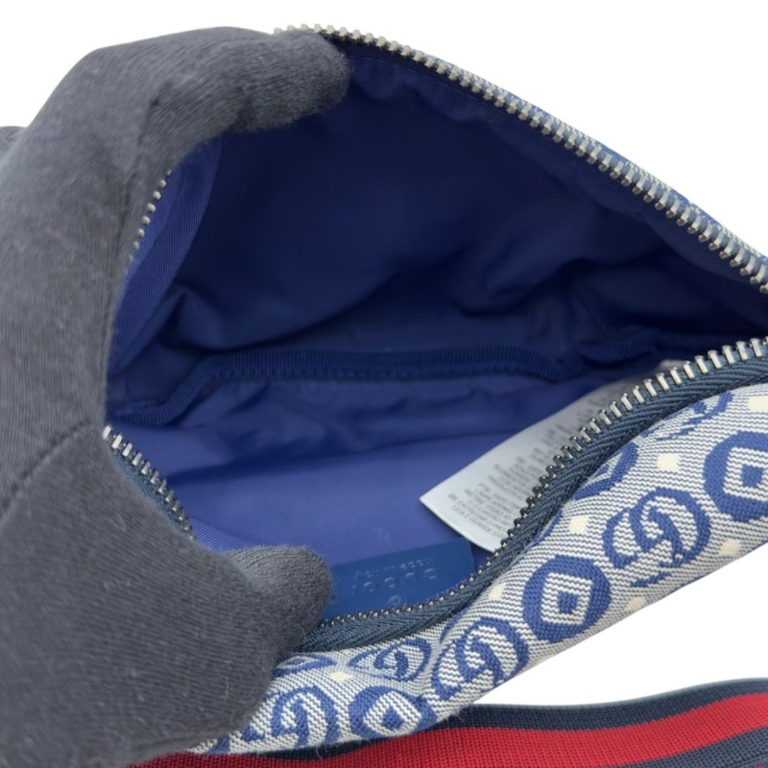 GUCCI Children Star Logo Waist Pouch Blue Canvas Used Women Bag thumbnail 6