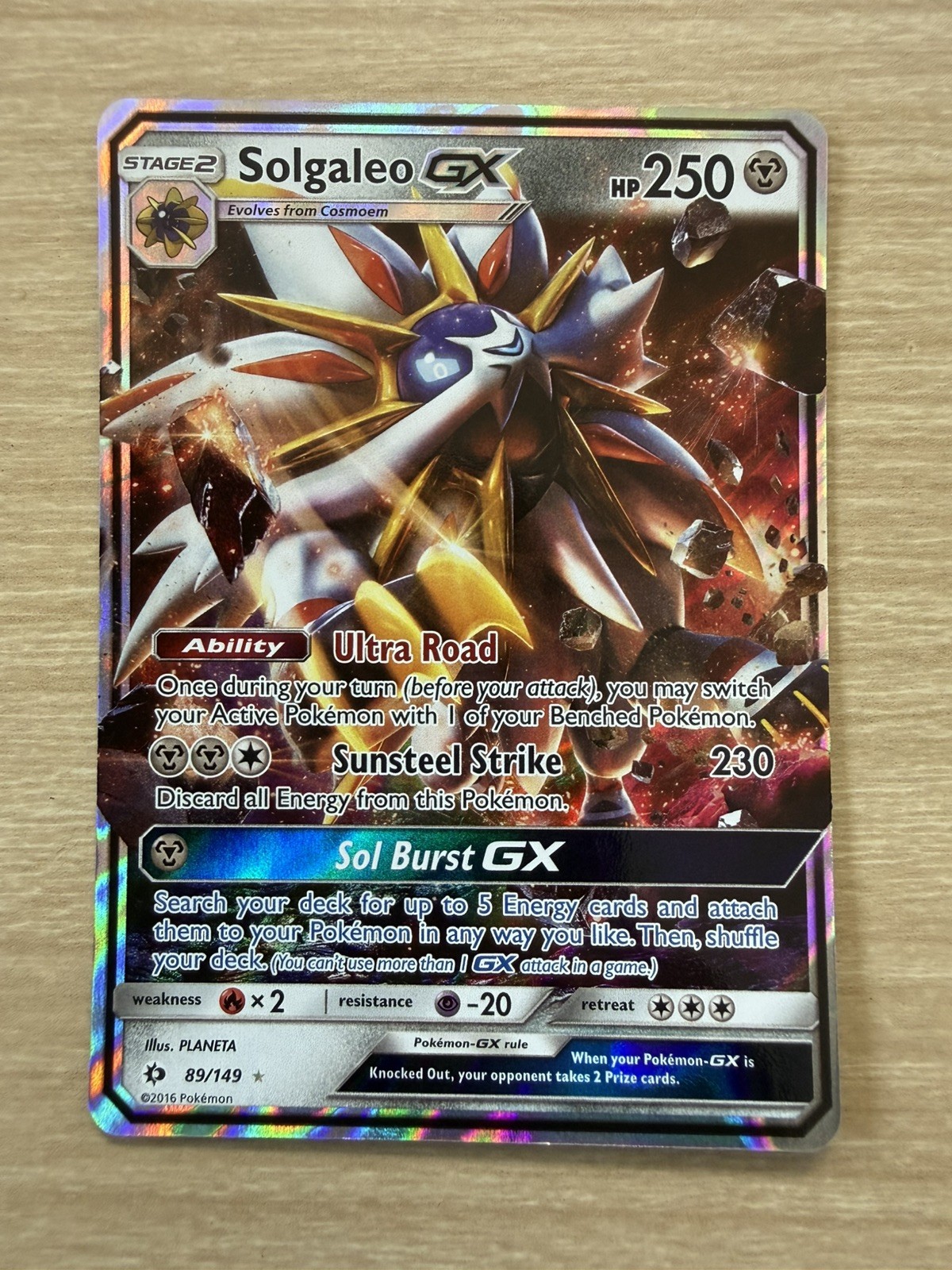 Solgaleo GX 89/149 Sun & Moon Pokémon Card Ultra Rare Full Art - NM