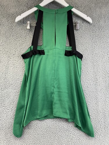 BCBG Maxazria Women's Silk Tank Top Emerald Green Size S Deep Vneck NWT - Picture 6 of 8