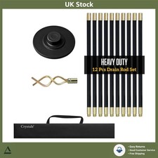 Heavy Duty Flexible Drain Rods Set 12 Pc Drainage Unblocker 9.2M Plunger