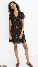 Madewell Georgette Ruffle Wrap Mini Dress in Aster Portrait Size Medium