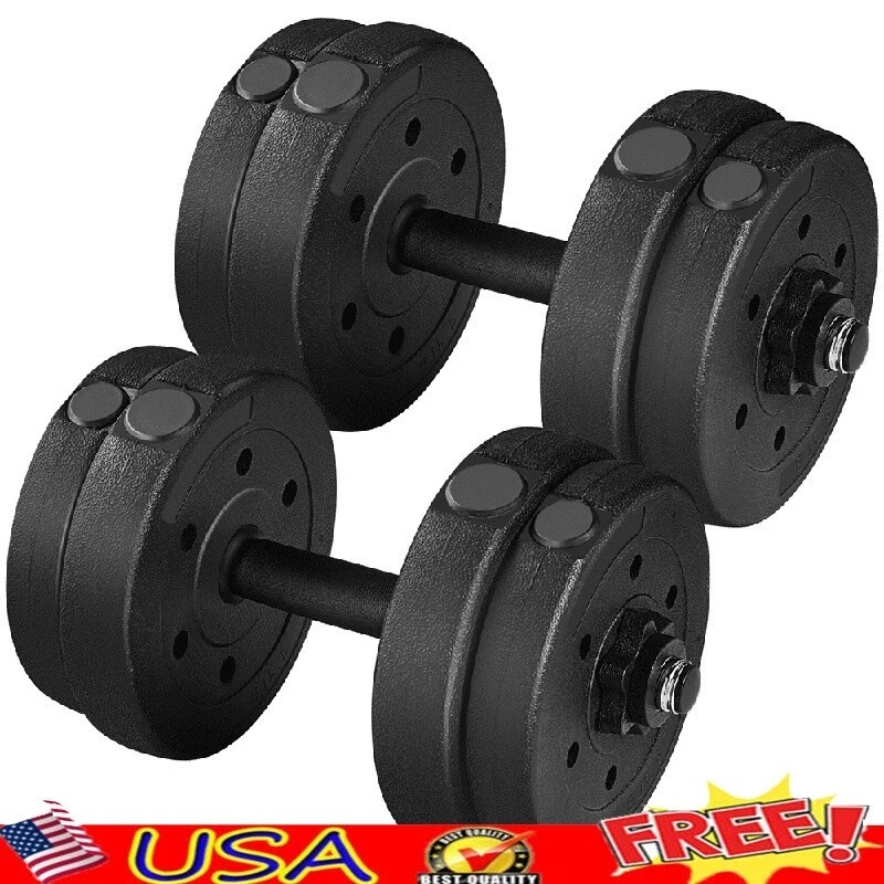 Adjustable 33lb Dumbbell Weight Set Home Gym Spinlock Collars Non-Slip Handles