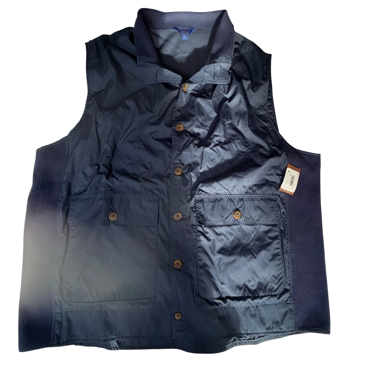 David Donahue Navy Quilted Puffer Vest Mens XL Button Front Pockets NEW $120